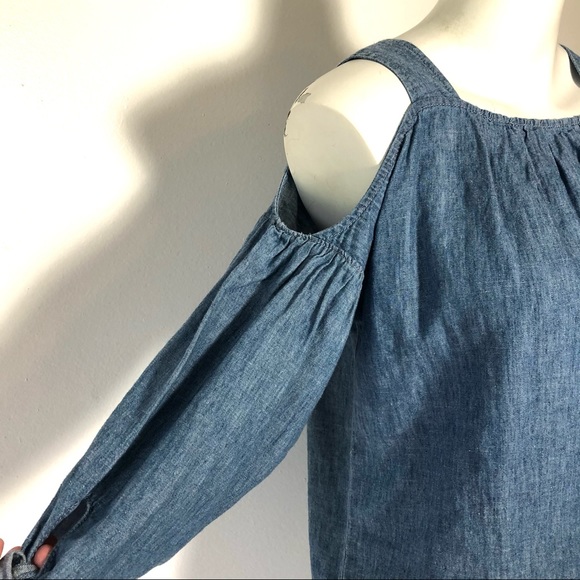 ⭐️ NWT Madewell Chambray Cold Shoulder Top Shirt SIZE XXS - Picture 5 of 12